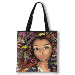Afro Woman Print Handbag God Says You Are / Lady Shopping Shoulder Bag