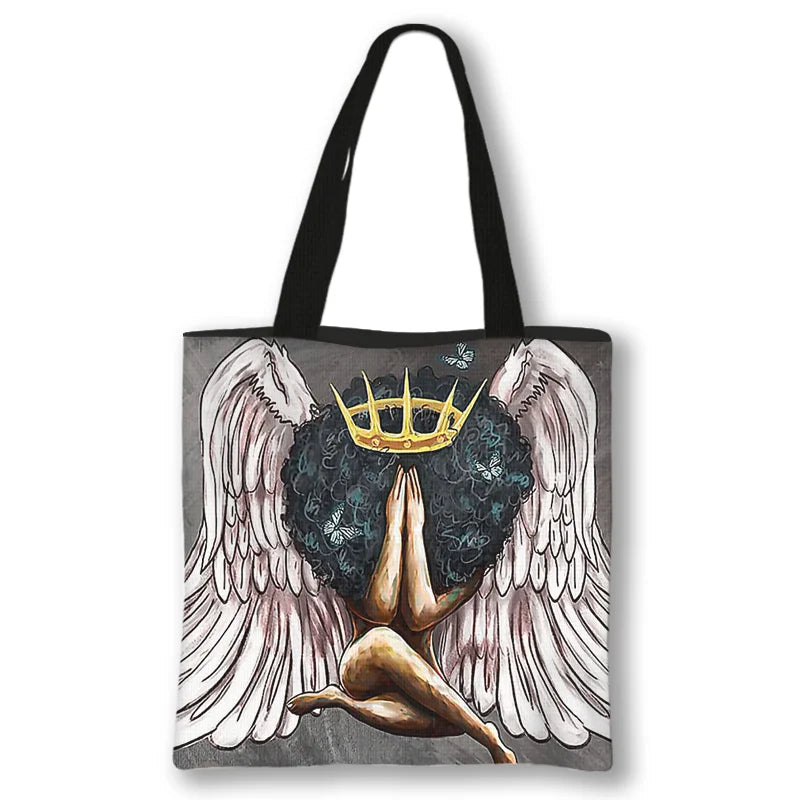 Afro Girl Print Shoulder Bag Africa Women Handbag Ladies Shopping Bag