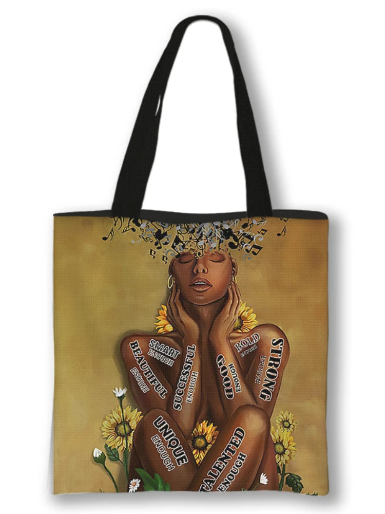 Afro Girl Print Shoulder Bag Africa Women Handbag Ladies Shopping Bag