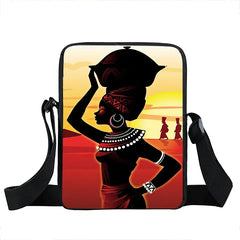 Afro Pattern Messenger Bag Africa Ladies Shoulder Bag Brown Women Handbag