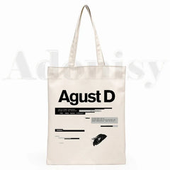 Agust D Fanart Art Print AgustD Hip Hop Hipster Cartoon Print Shopping Bags