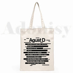 Agust D Fanart Art Print AgustD Hip Hop Hipster Cartoon Print Shopping Bags