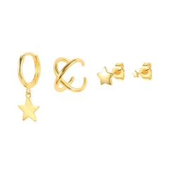 925 Silver Earrings Set Turquoise Crown Star Moon Zircon Snake Clips