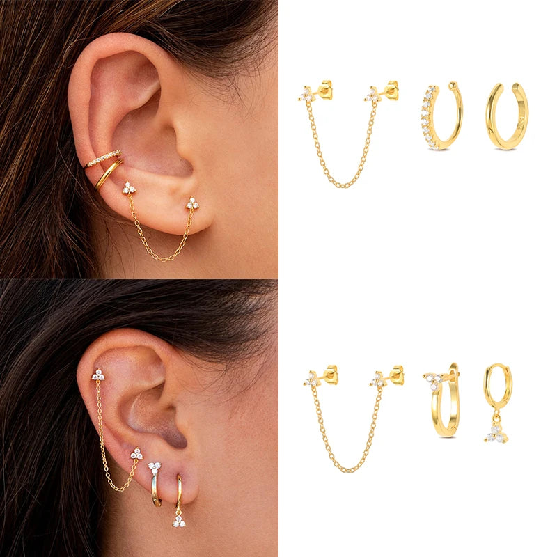 Silver Turquoise Crown Star Moon Zircon Snake Earrings Set