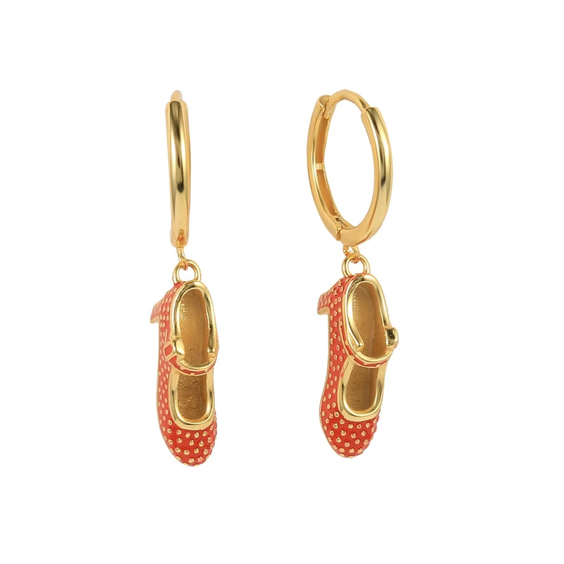 Mini Red Flamenco Dance Shoe Dangle Earrings