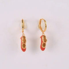 Mini Red Flamenco Dance Shoe Dangle Earrings