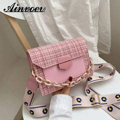 Chain Crossbody Bags Wide Strap Shoulder Bags for Women