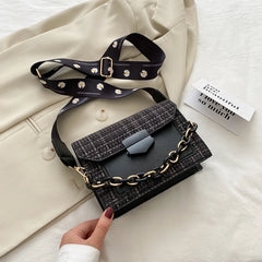 Chain Crossbody Bags Wide Strap Shoulder Bags for Women
