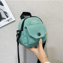 Mini Canvas Shoulder Bag For Girl Circular Ladies Phone Purse