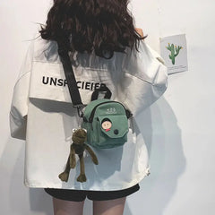 Mini Canvas Shoulder Bag For Girl Circular Ladies Phone Purse