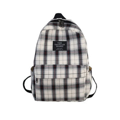 Plaid Pattern Canvas School Bag Ladies Backpack