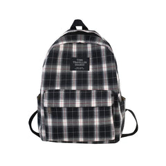 Plaid Pattern Canvas School Bag Ladies Backpack