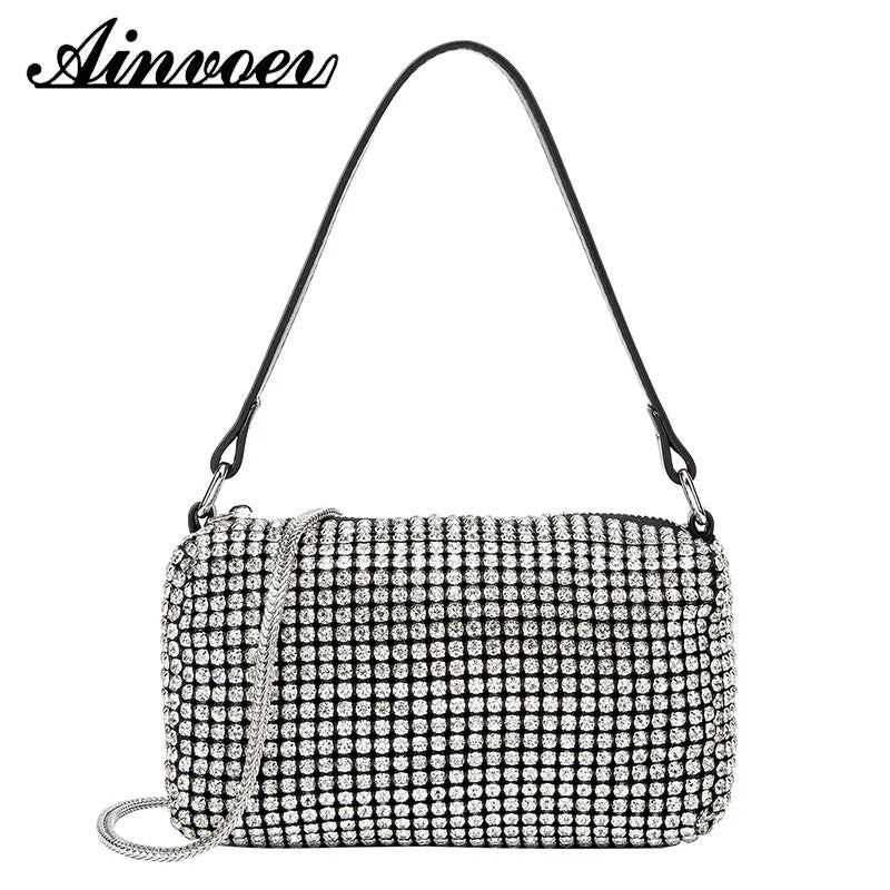 Diamond Underarm Bags Women Clutch Chain Belt Handbag