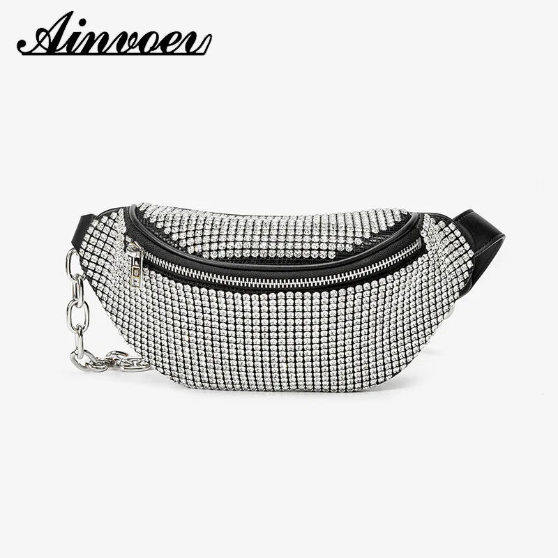 Diamond Underarm Bags Women Clutch Chain Belt Handbag