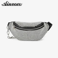 Diamond Underarm Bags Women Clutch Chain Belt Handbag
