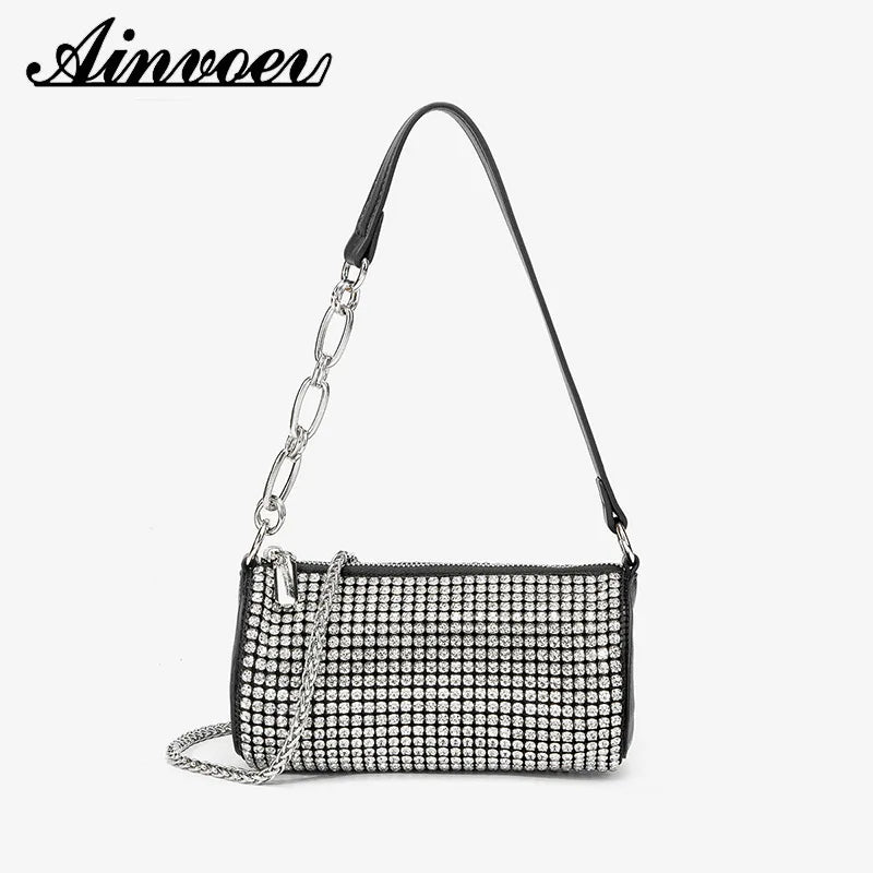 Diamond Underarm Bags Women Clutch Chain Belt Handbag