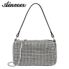 Diamond Underarm Bags Women Clutch Chain Belt Handbag