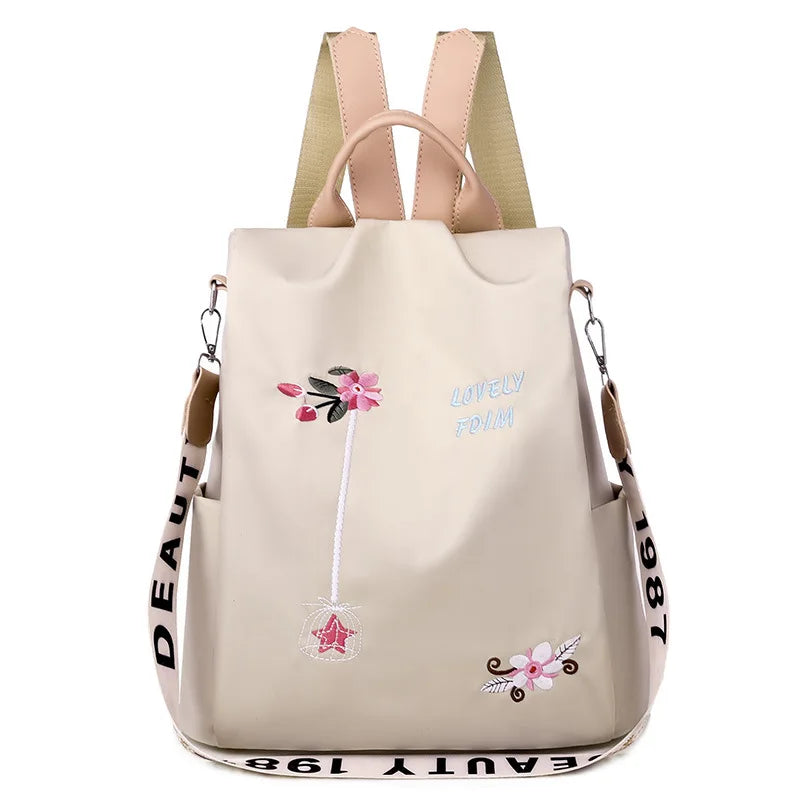 Floral Embroidery School Bags Waterproof High Oxford Women Backpack