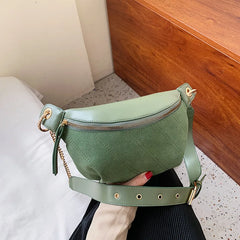 PU Leather Chest bag Chain Fanny Pack Waist Bag Women Waist Pack