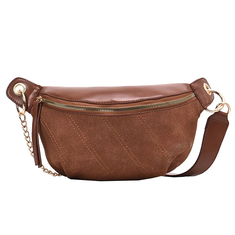 PU Leather Chest bag Chain Fanny Pack Waist Bag Women Waist Pack