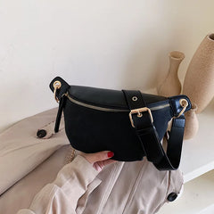 PU Leather Chest bag Chain Fanny Pack Waist Bag Women Waist Pack