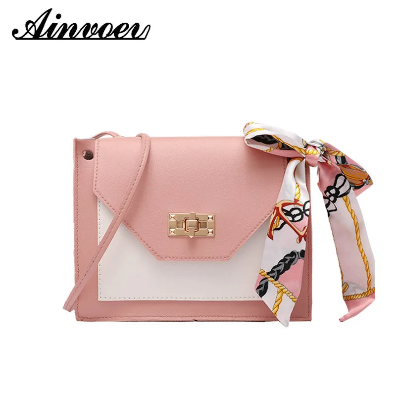 Women's Wild Shoulder Messenger Bag with Ribbon Casual Mobile Phone Change Bag