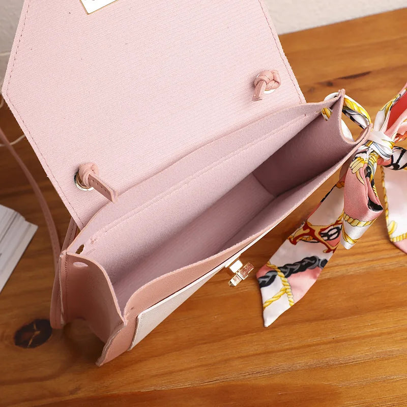 Women's Wild Shoulder Messenger Bag with Ribbon Casual Mobile Phone Change Bag