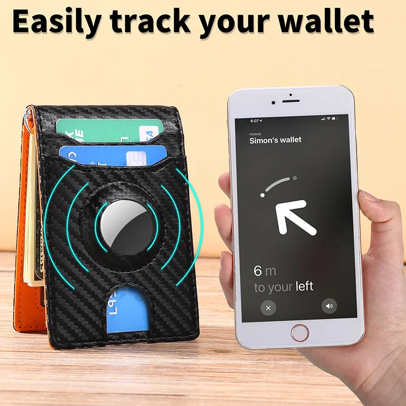 Airtag Wallet RFID Wallet Men Money Clip Slim Short Man Change Purse