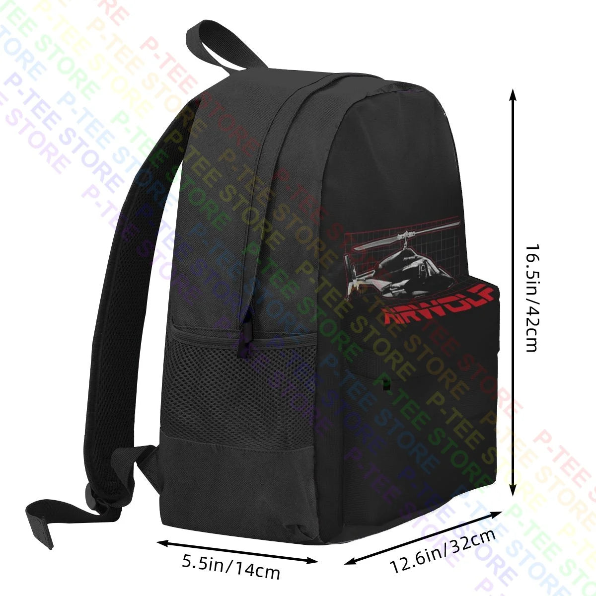 Airwolf Helicopter Grid Backpack Large Capacity Portable Shopping Bag
