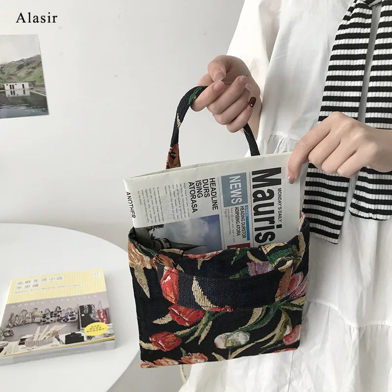 Vintage Canvas Handbag Women Shoulder Mini Casual Tote Bags