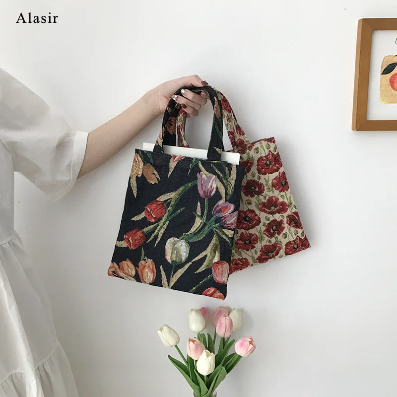Vintage Canvas Handbag Women Shoulder Mini Casual Tote Bags