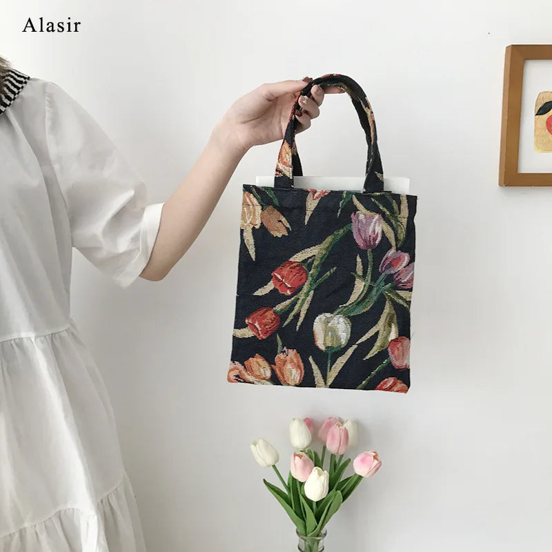 Vintage Canvas Handbag Women Shoulder Mini Casual Tote Bags