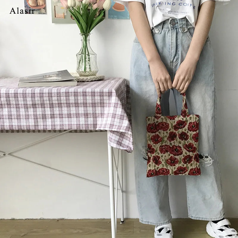 Vintage Canvas Handbag Women Shoulder Mini Casual Tote Bags