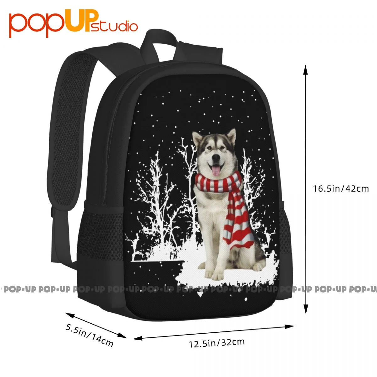 Alaskan Malamute Merry Christmas Backpack Large Capacity