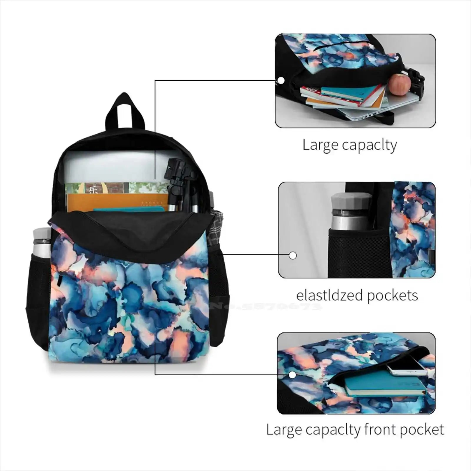 Alcohol Ink Painting Travel Laptop Bagpack - Love Mood Ink