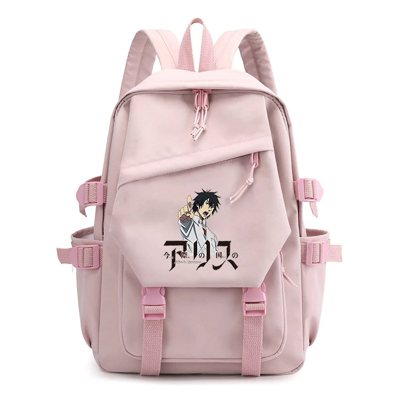 Alice In Borderland Backpacks Teenage Cartoon Poker Schoolbags