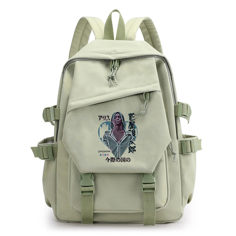 Alice In Borderland Canvas Backpack Harajuku Schoolbag Survival Game Print