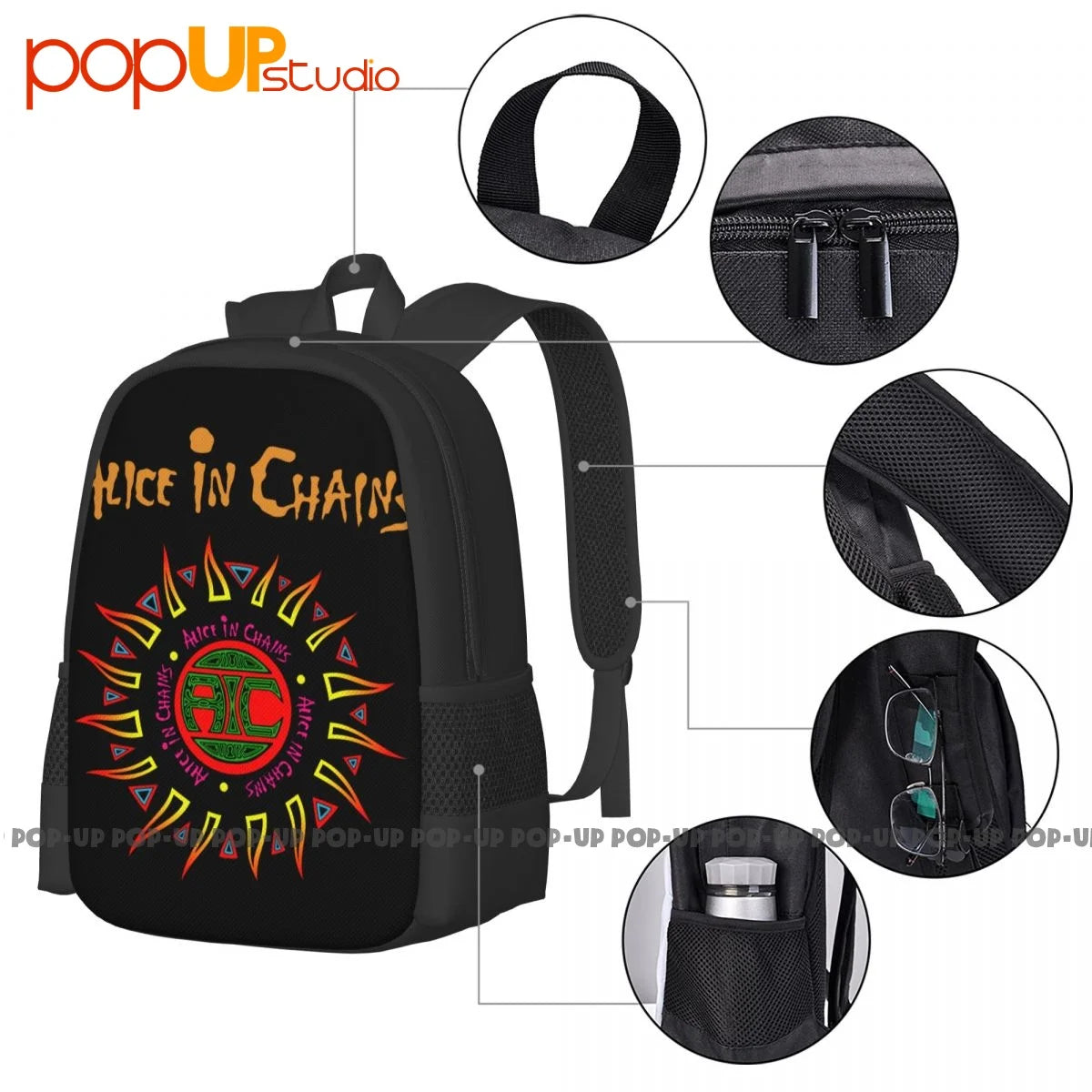 Alice In Chains Backpack Large Capacity Vintage Creative Personalised Multi-func