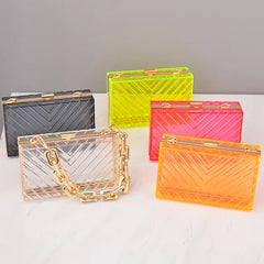Alirattan Acrylic Transparent Pop Dinner Bags for Women Clutch sac a main femme