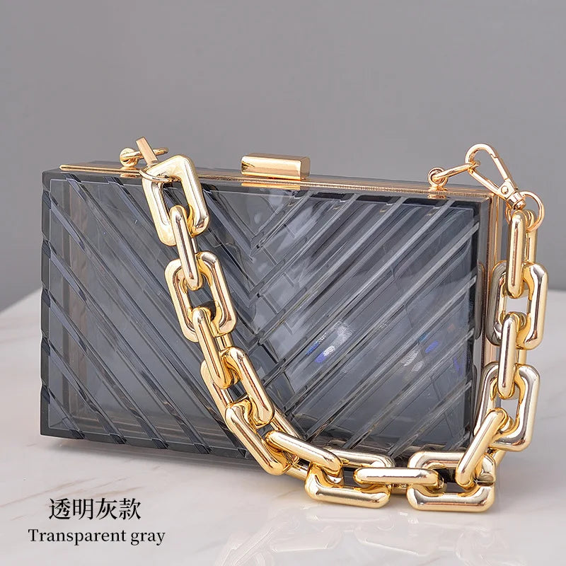Alirattan Acrylic Transparent Pop Dinner Bags for Women Clutch sac a main femme