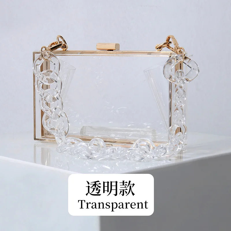 Alirattan Summer Acrylic Bag Square Box Transparent Bag