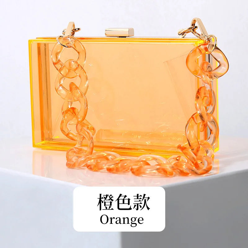 Alirattan Summer Acrylic Bag Square Box Transparent Bag