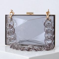Alirattan Diamond-Shaped Acrylic Bag Shoulder Chain Transparent Square Bag