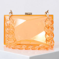 Alirattan Diamond-Shaped Acrylic Bag Shoulder Chain Transparent Square Bag