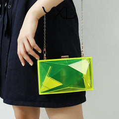 Alirattan Diamond-Shaped Acrylic Bag Shoulder Chain Transparent Square Bag