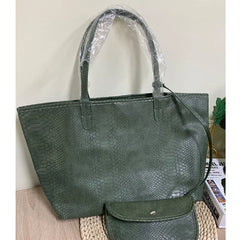 Alirattan Large Capacity Shoulder Bag, PU Leather Shopping Tote