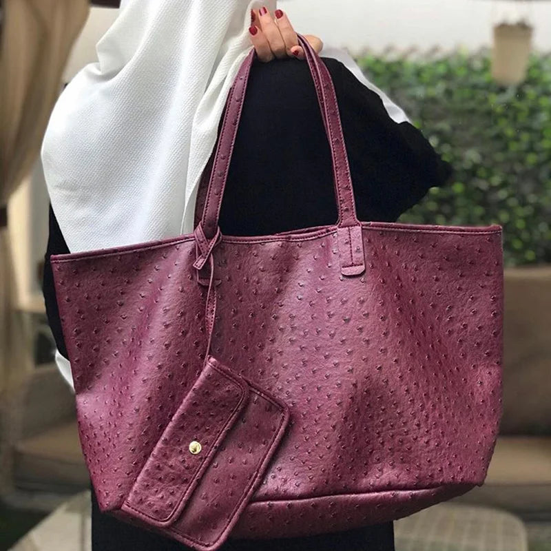 Alirattan Large Capacity Shoulder Bag, PU Leather Shopping Tote
