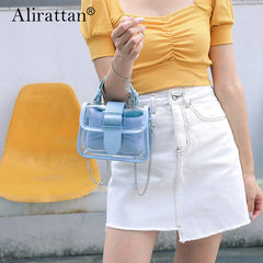 Alirattan Women's Transparent Square Sling Bag PVC Shoulder Bag