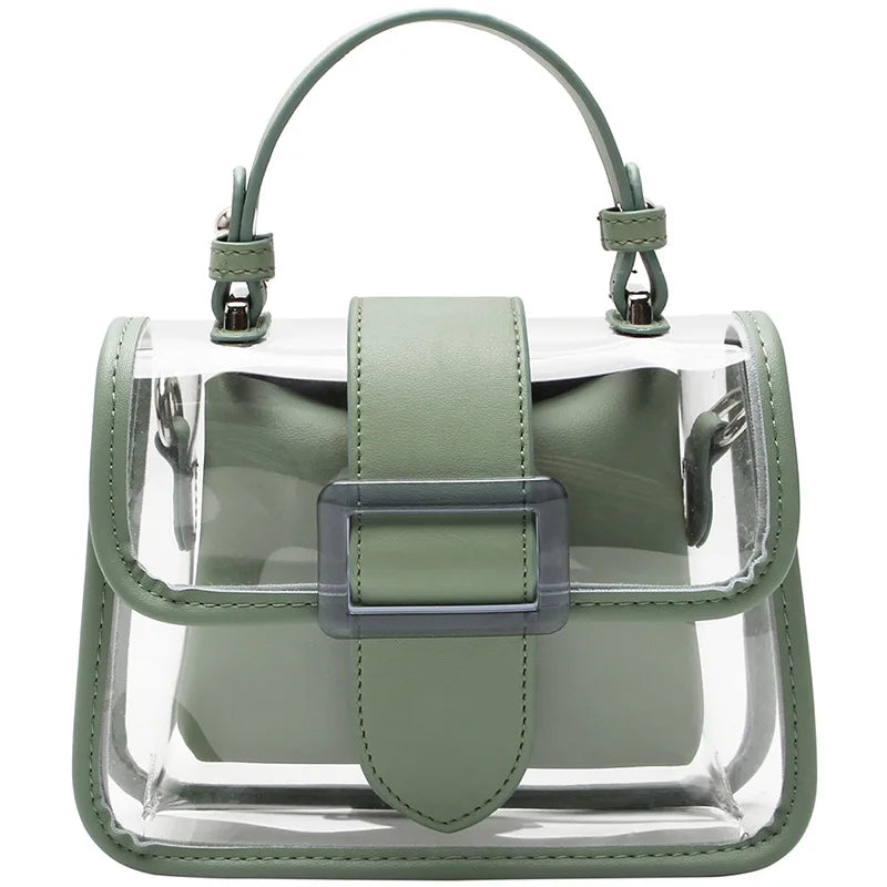 Alirattan Women's Transparent Square Sling Bag PVC Shoulder Bag