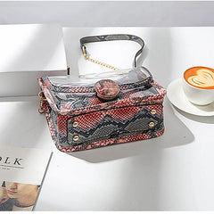 Alirattan Snake Pattern Chain Shoulder Messenger Bag